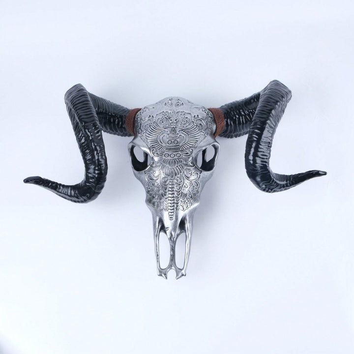 Lifelike Bone-Inspired Bull Head Resin Craft North American Style Home Accent Image 2