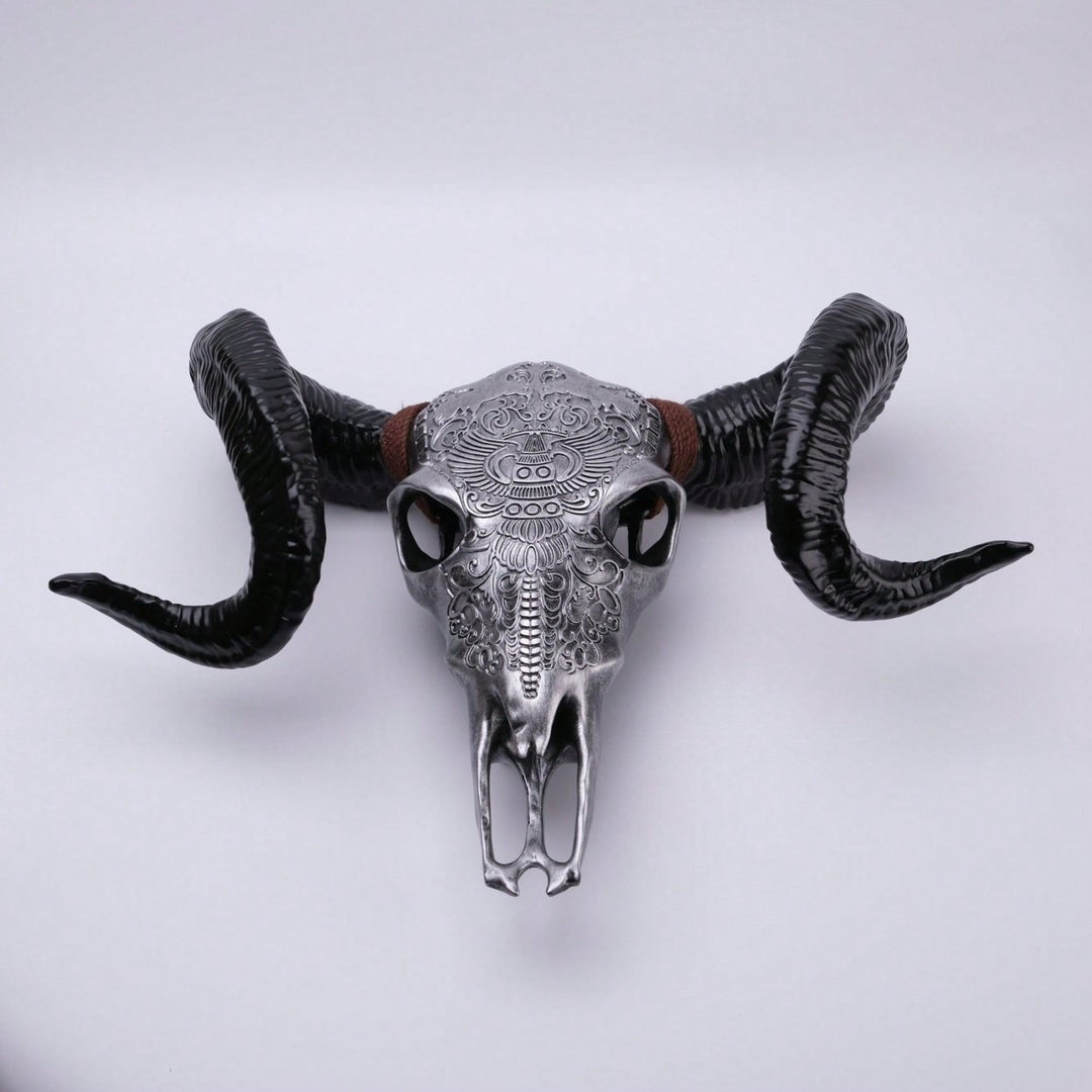 Lifelike Bone-Inspired Bull Head Resin Craft North American Style Home Accent Image 3