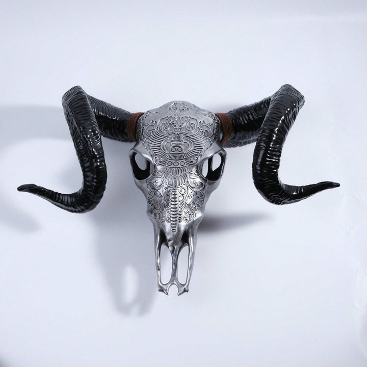 Lifelike Bone-Inspired Bull Head Resin Craft North American Style Home Accent Image 4