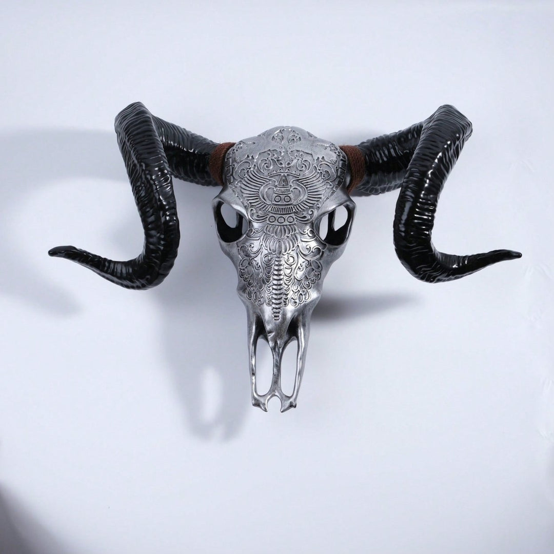 Lifelike Bone-Inspired Bull Head Resin Craft North American Style Home Accent Image 5