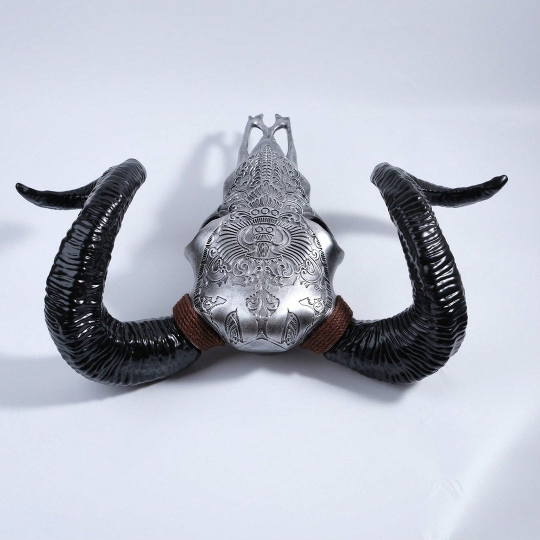 Lifelike Bone-Inspired Bull Head Resin Craft North American Style Home Accent Image 6