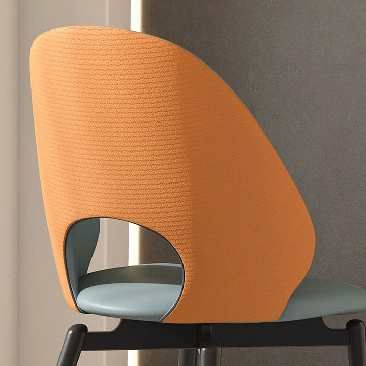 Modern PU Leather Metal Dining Chairs Set Of 2 For Kitchen And Dining Room In Orange And Grey Image 6