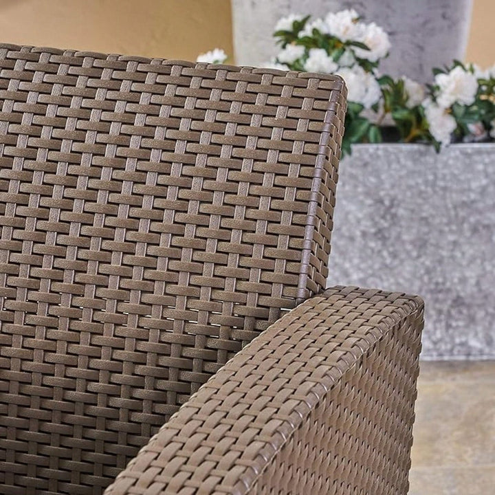 Outdoor Faux Wicker Club Chairs With Light Grey Water Resistant Cushions For Patio And Garden Image 8