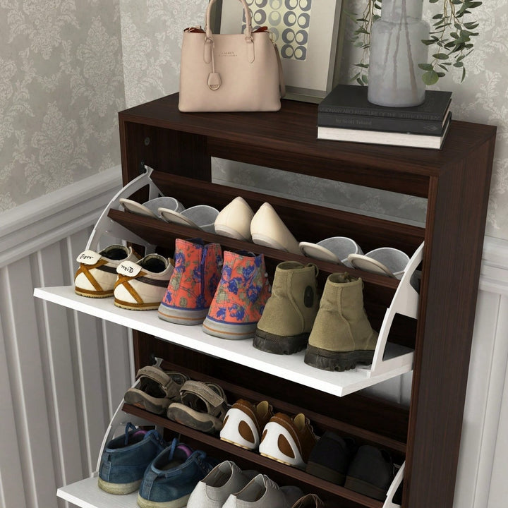 Narrow Shoe Storage Cabinet With 3 Flip Drawers For Entryway Organization Image 8