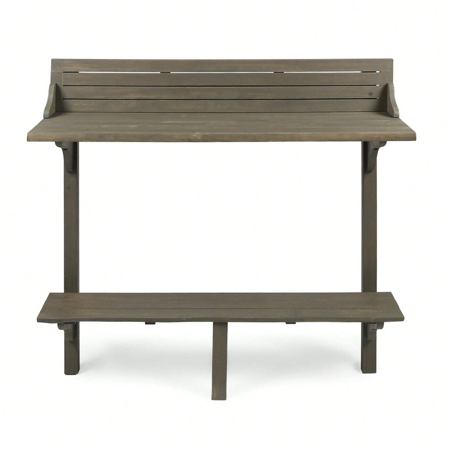 Outdoor Acacia Wood Balcony Bar Table Ideal For Patio And Garden Use Gray Finished Image 1