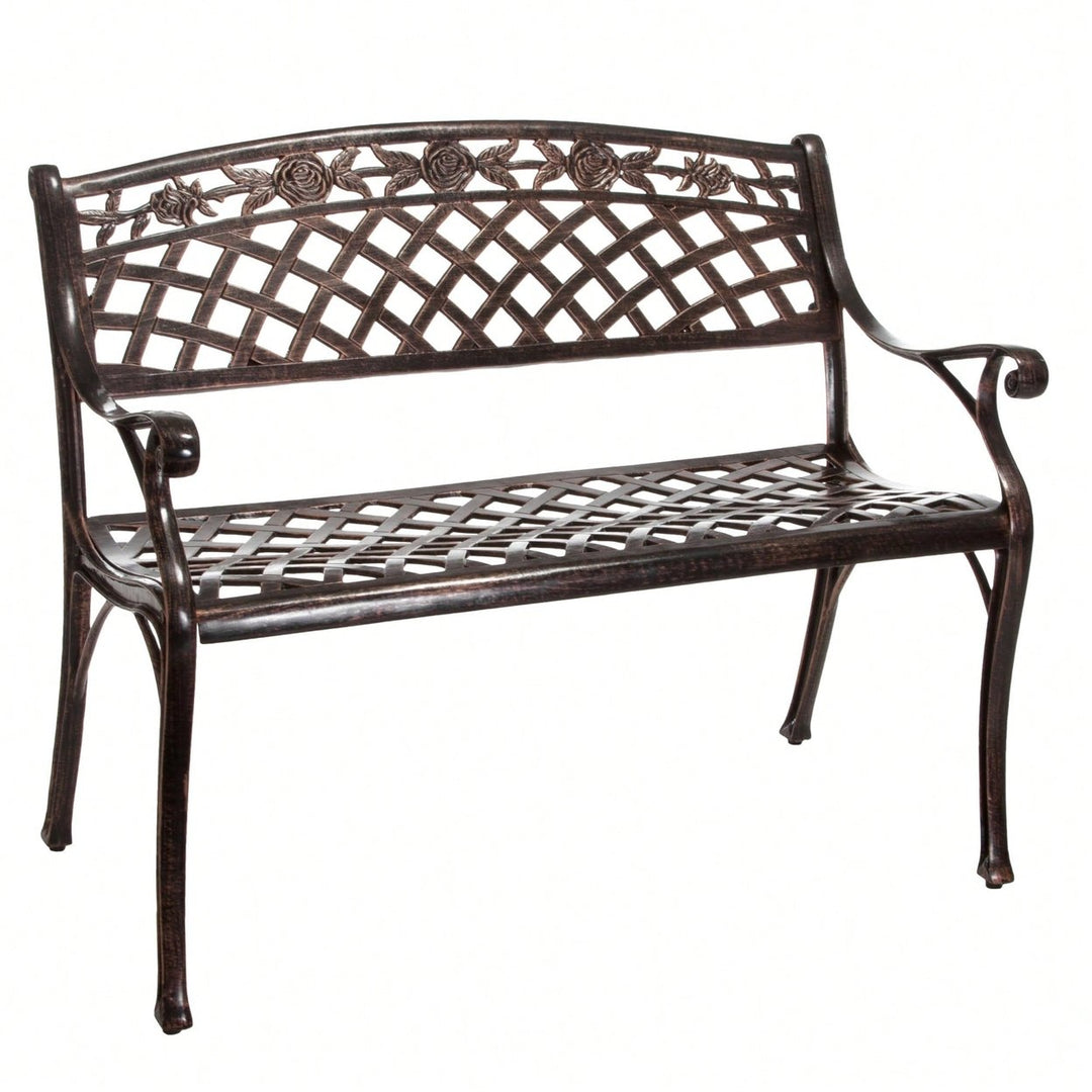 Outdoor Cast Aluminum Bench For Garden Patio Seating Image 1