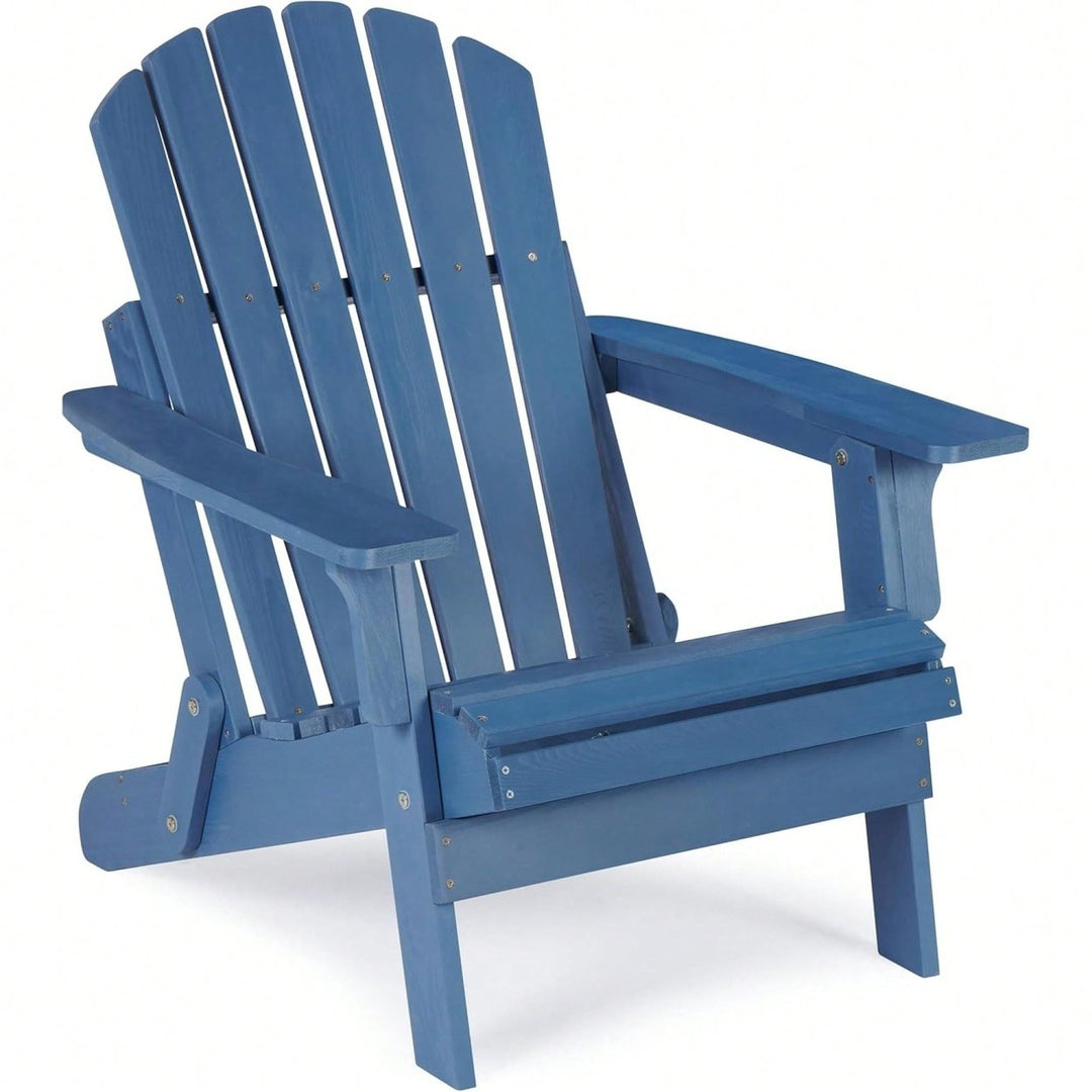 Oversized Wooden Folding Adirondack Chair With Pre-Assembled Backrest And Seat For Patio Garden Backyard Pool Deck Image 2