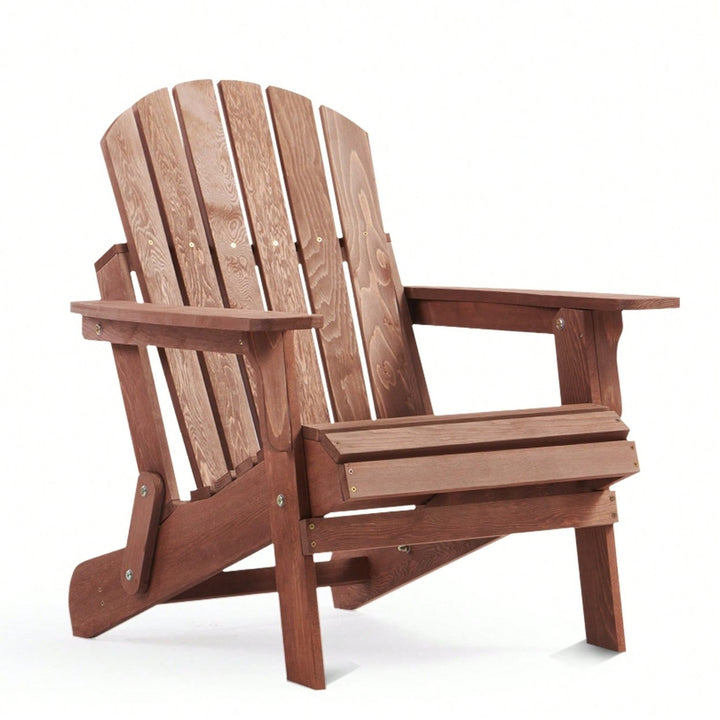 Oversized Wooden Folding Adirondack Chair With Pre-Assembled Backrest And Seat For Patio Garden Backyard Pool Deck Image 3