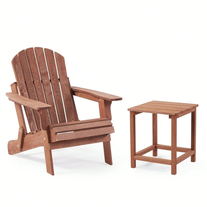 Oversized Wooden Folding Adirondack Chair With Pre-Assembled Backrest And Seat For Patio Garden Backyard Pool Deck Image 5