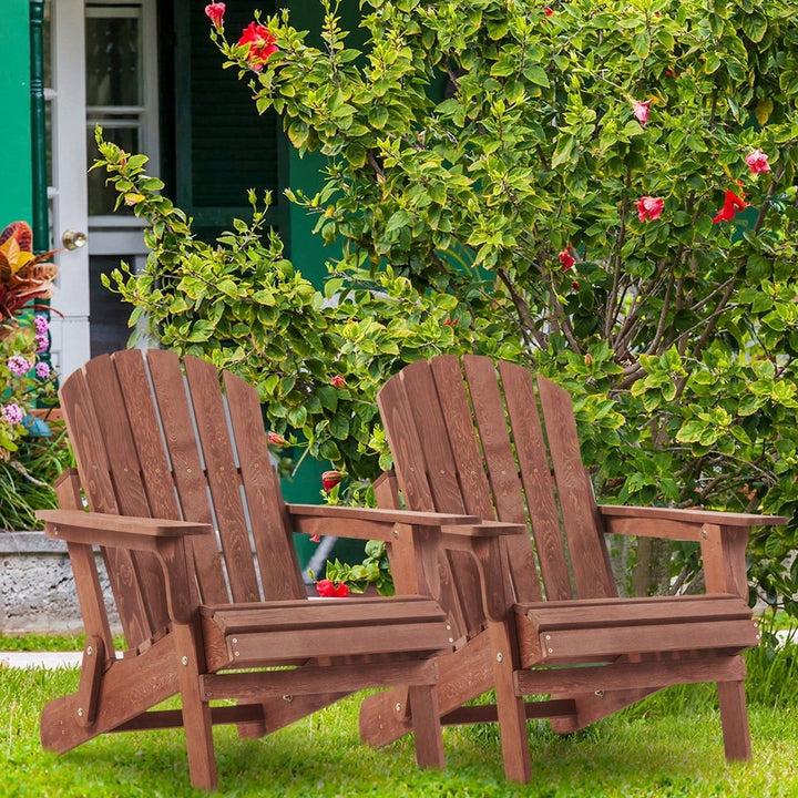 Oversized Wooden Folding Adirondack Chair With Pre-Assembled Backrest And Seat For Patio Garden Backyard Pool Deck Image 6