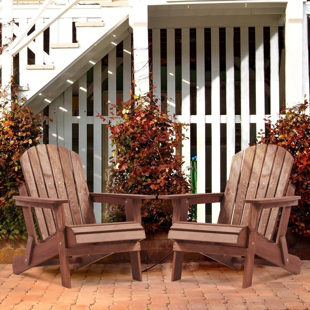 Oversized Wooden Folding Adirondack Chair With Pre-Assembled Backrest And Seat For Patio Garden Backyard Pool Deck Image 7