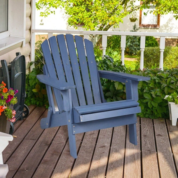 Oversized Wooden Folding Adirondack Chair With Pre-Assembled Backrest And Seat For Patio Garden Backyard Pool Deck Image 11