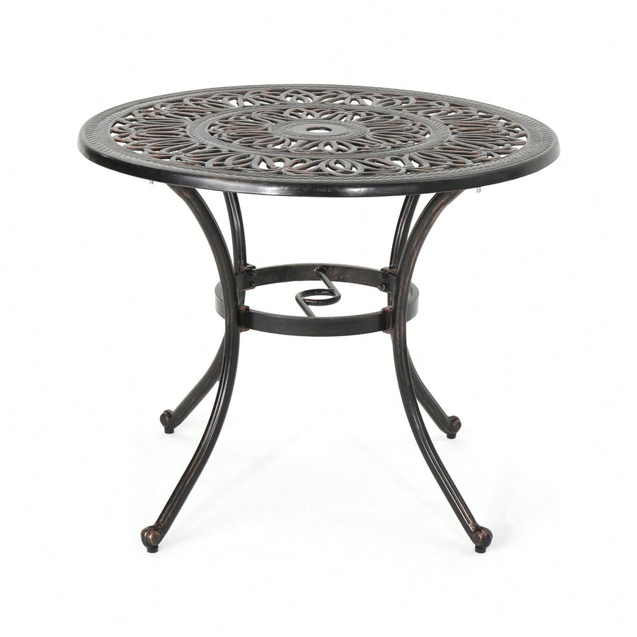 Shiny Copper Outdoor Round Cast Aluminum Dining Table For Stylish Patio Gatherings Image 1