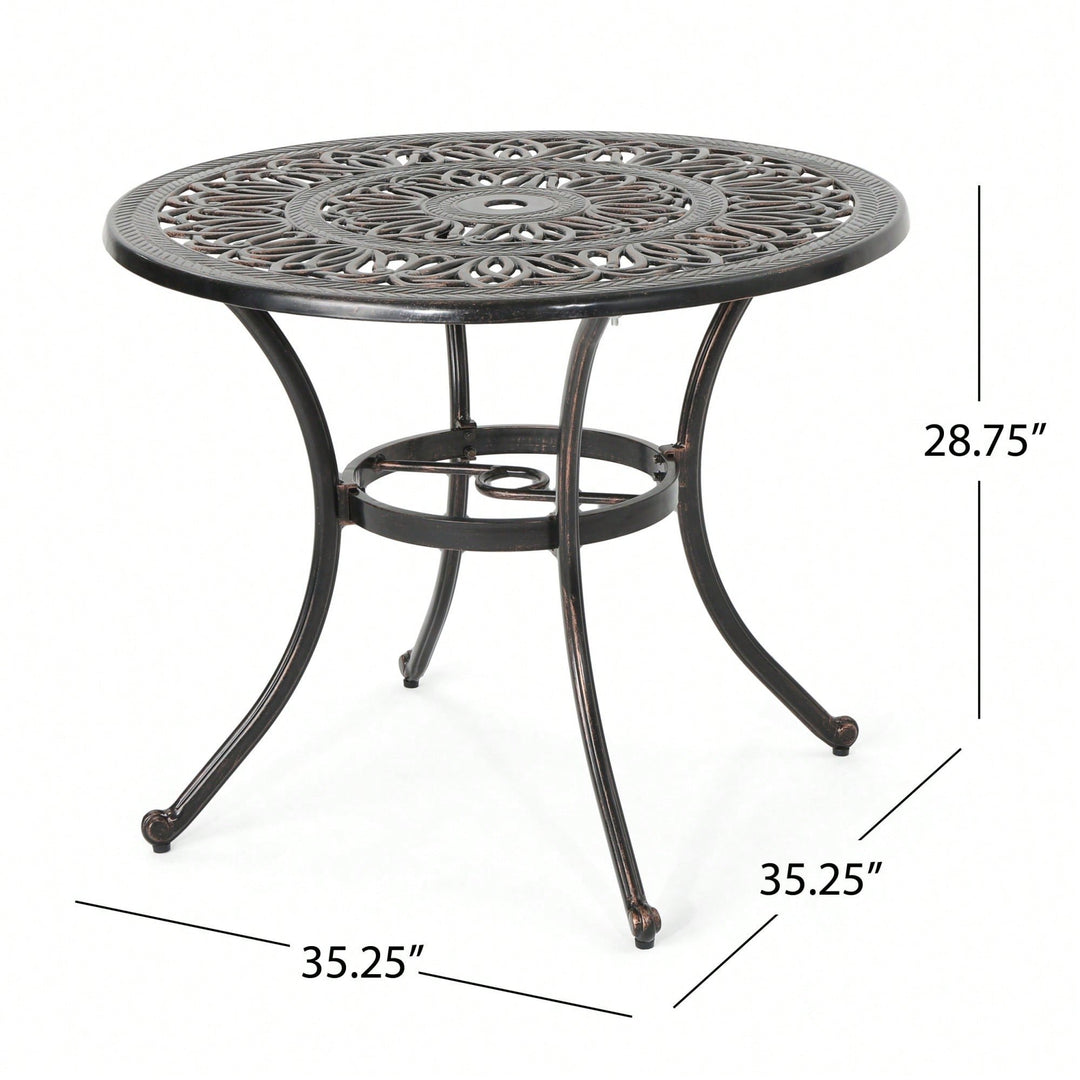 Shiny Copper Outdoor Round Cast Aluminum Dining Table For Stylish Patio Gatherings Image 5