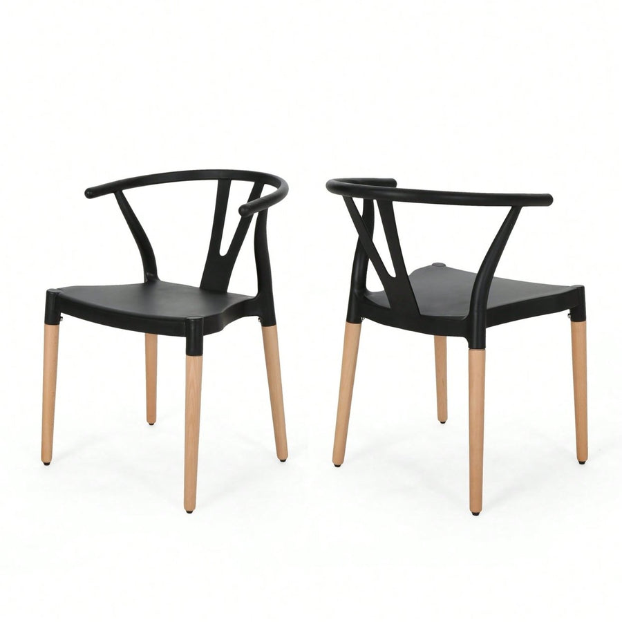 Set Of 2 Modern Plastic Dining Chairs For Home And Kitchen Use Image 1