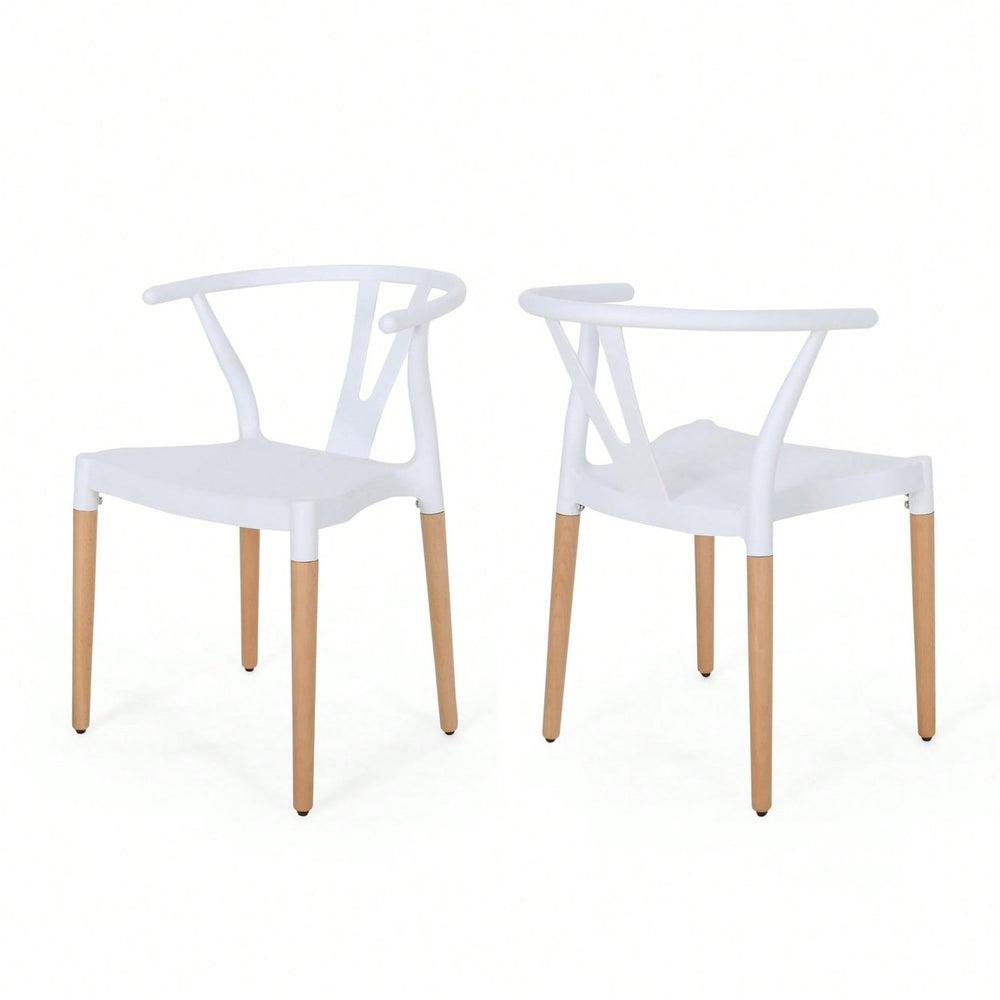 Set Of 2 Modern Plastic Dining Chairs For Home And Kitchen Use Image 2