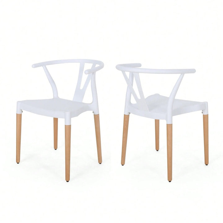 Set Of 2 Modern Plastic Dining Chairs For Home And Kitchen Use Image 1