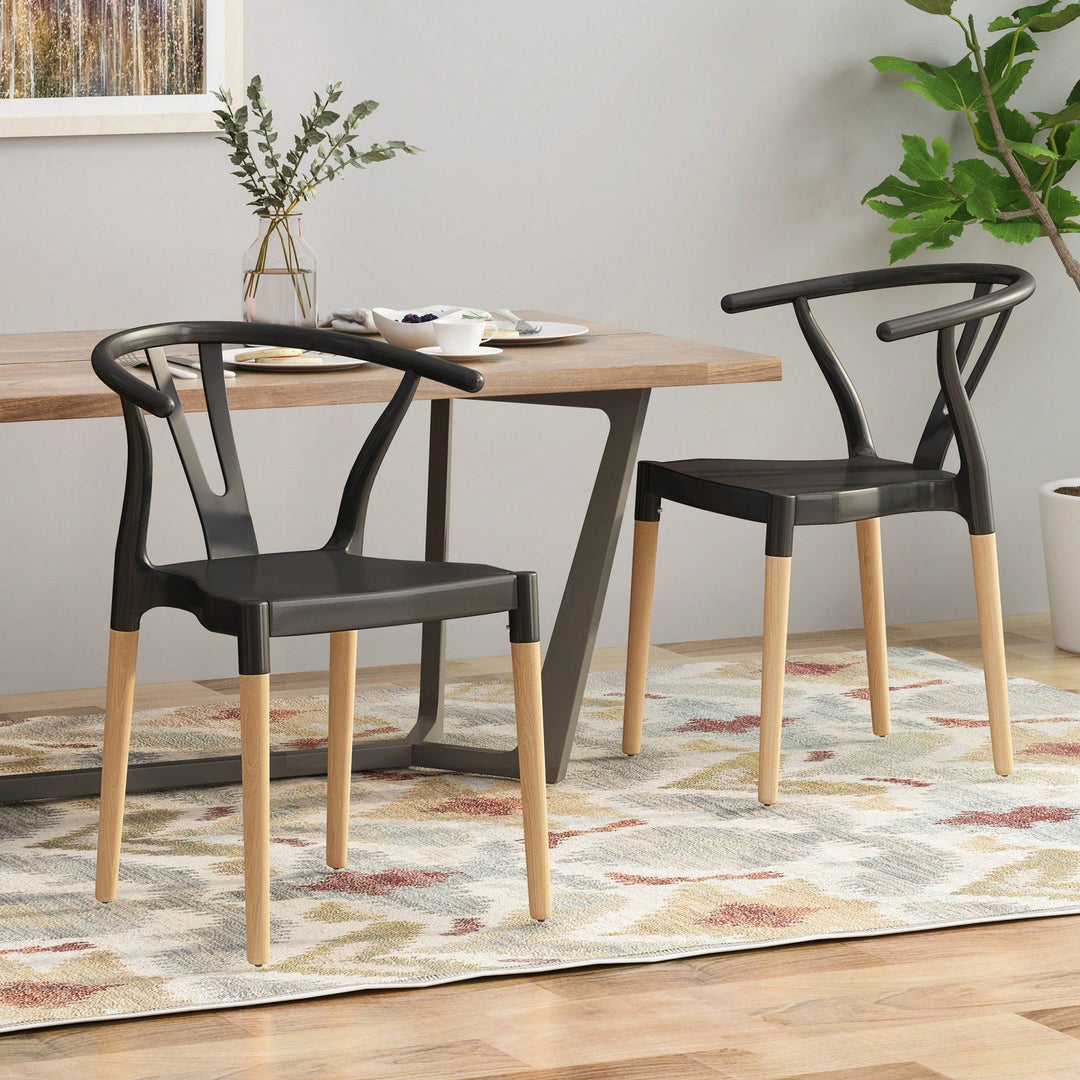 Set Of 2 Modern Plastic Dining Chairs For Home And Kitchen Use Image 3