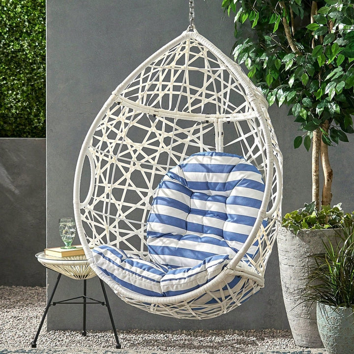 Stylish Indoor Outdoor Hanging Egg Chair With Cushion For Relaxation And Comfort Image 9