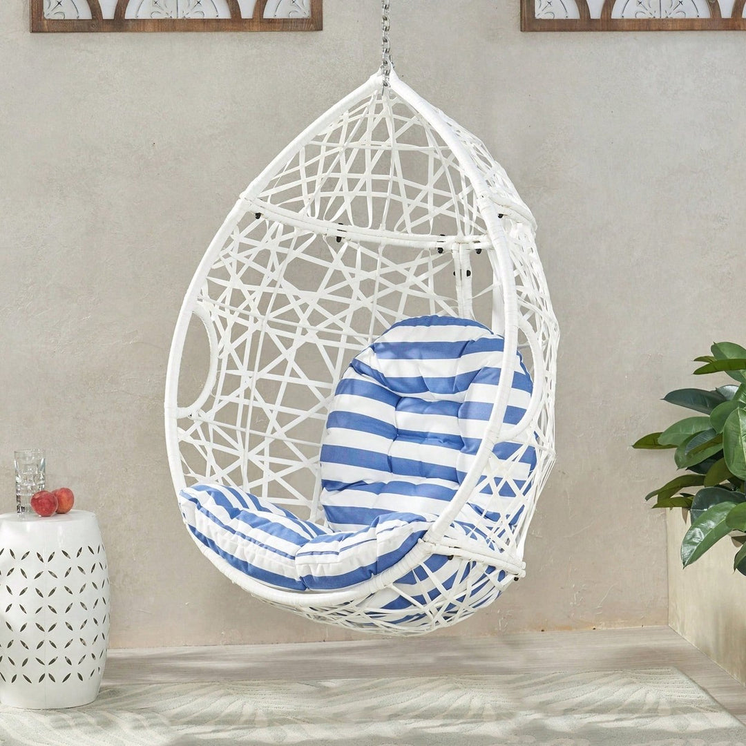 Stylish Indoor Outdoor Hanging Egg Chair With Cushion For Relaxation And Comfort Image 10