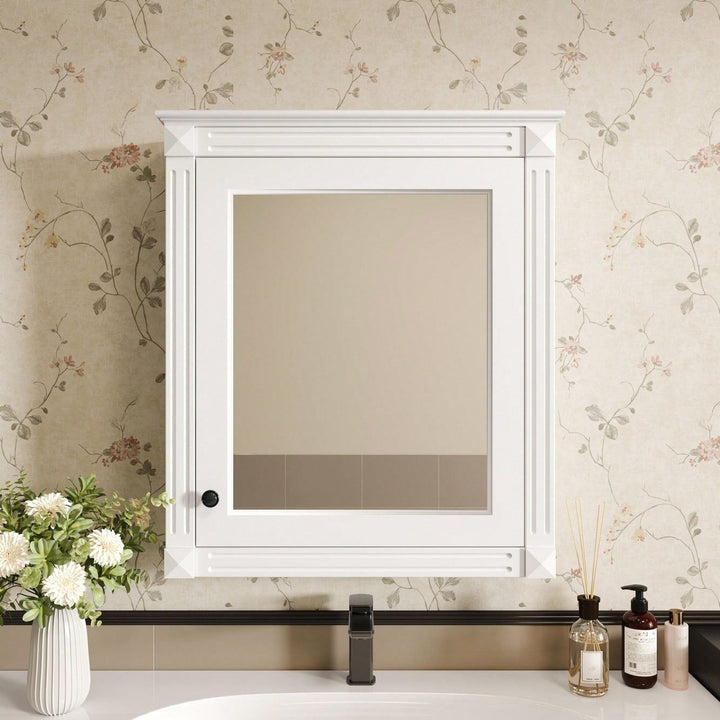 Wall Mounted Bathroom Storage Cabinet With Mirror Adjustable Shelf Over The Toilet Space Saver Image 7