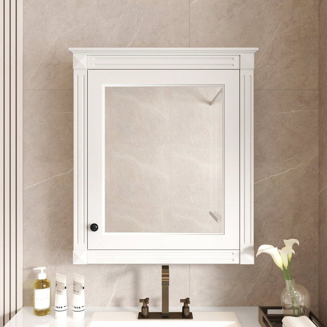 Wall Mounted Bathroom Storage Cabinet With Mirror Adjustable Shelf Over The Toilet Space Saver Image 9