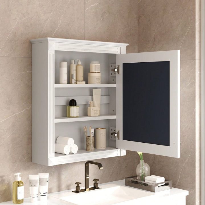 Wall Mounted Bathroom Storage Cabinet With Mirror Adjustable Shelf Over The Toilet Space Saver Image 10