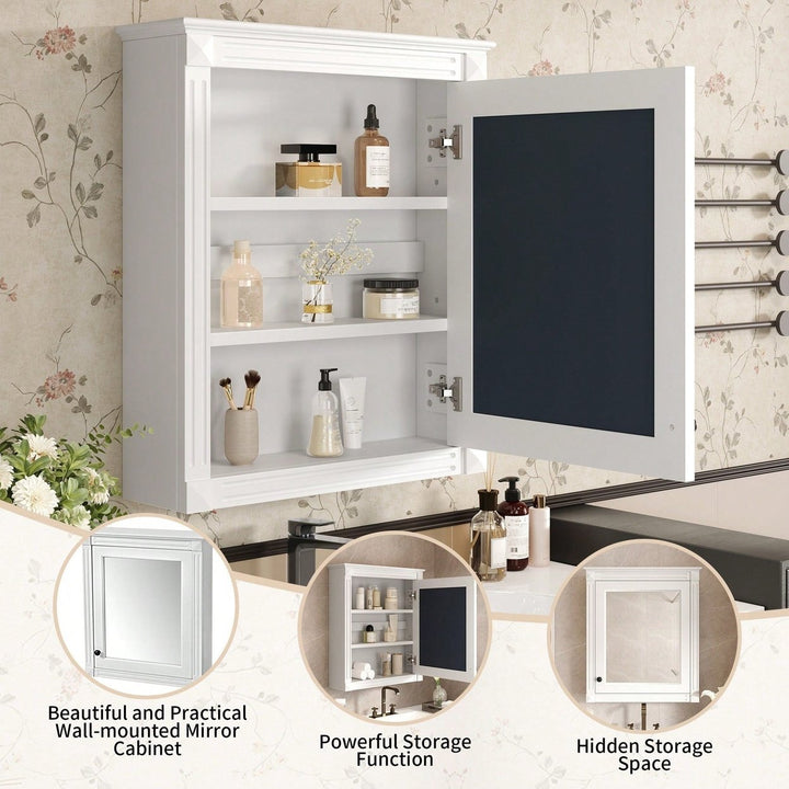 Wall Mounted Bathroom Storage Cabinet With Mirror Adjustable Shelf Over The Toilet Space Saver Image 12