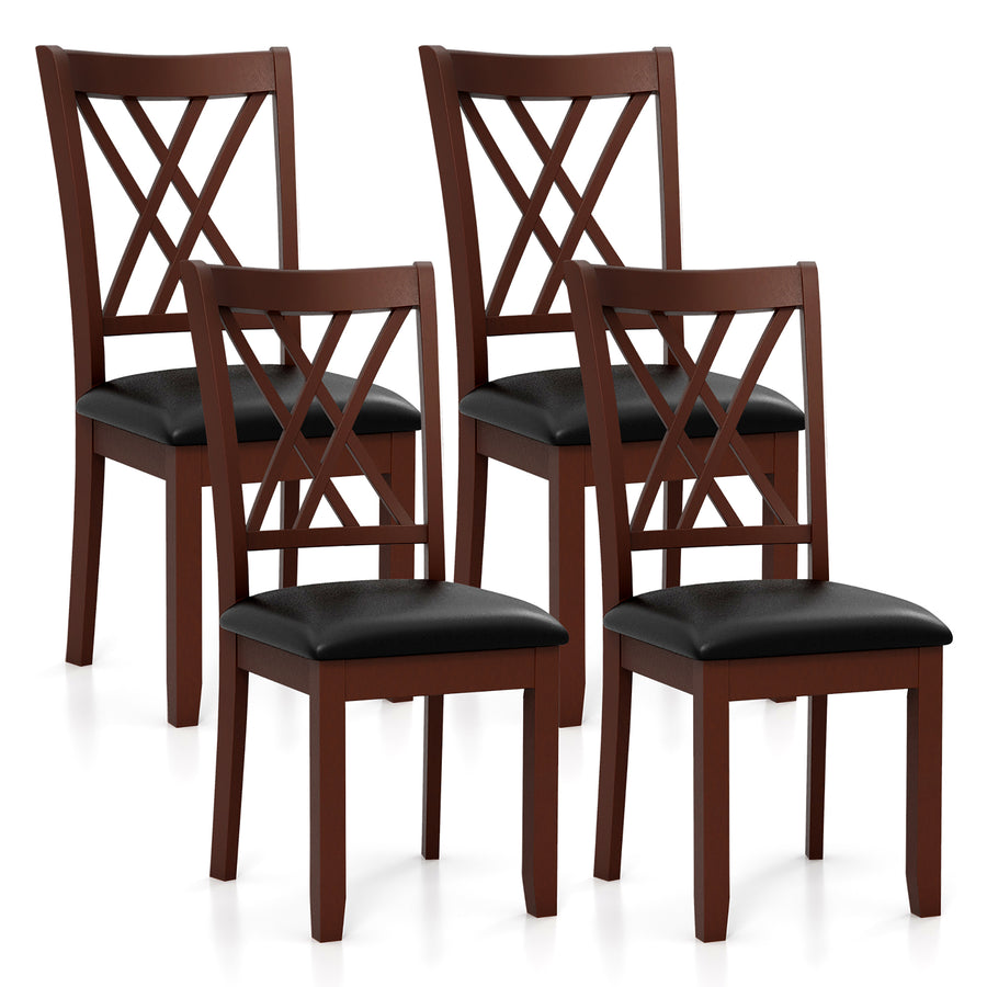 Set of 4 Dining Chair Kitchen Chair with Backrest Padded Seat and Rubber Wood Legs Image 1