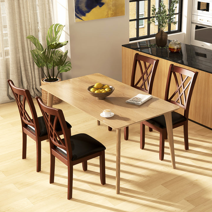 Set of 4 Dining Chair Kitchen Chair with Backrest Padded Seat and Rubber Wood Legs Image 2