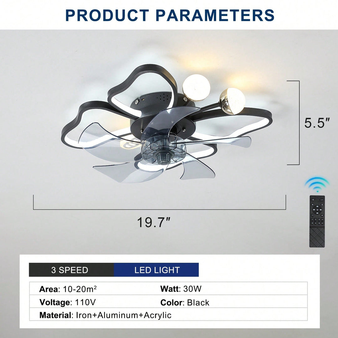 19.7 Inch Modern Butterfly Ceiling Fan with Lights Remote Control Noiseless Timing Function Ideal for Bedroom Living Image 4