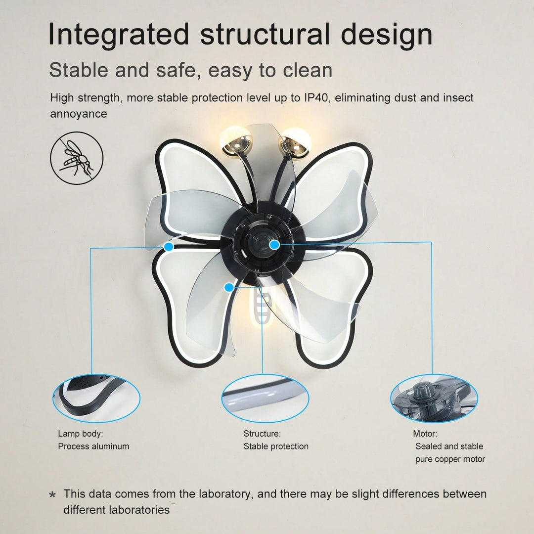 19.7 Inch Modern Butterfly Ceiling Fan with Lights Remote Control Noiseless Timing Function Ideal for Bedroom Living Image 6