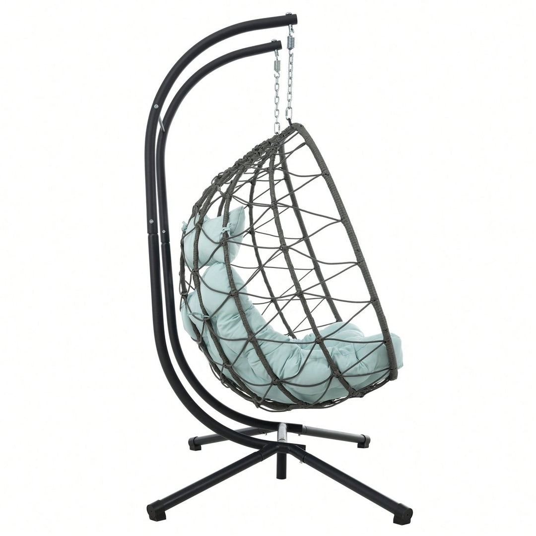 2 Person Wicker Egg Chair With Stand For Indoor Outdoor Use Swing Chair For Patio Balcony Living Room Bedroom Image 4