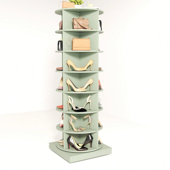 360 Degree Rotating 7-Tier Shoe Storage Cabinet Space-Saving Organizer For Home Entryway Image 1