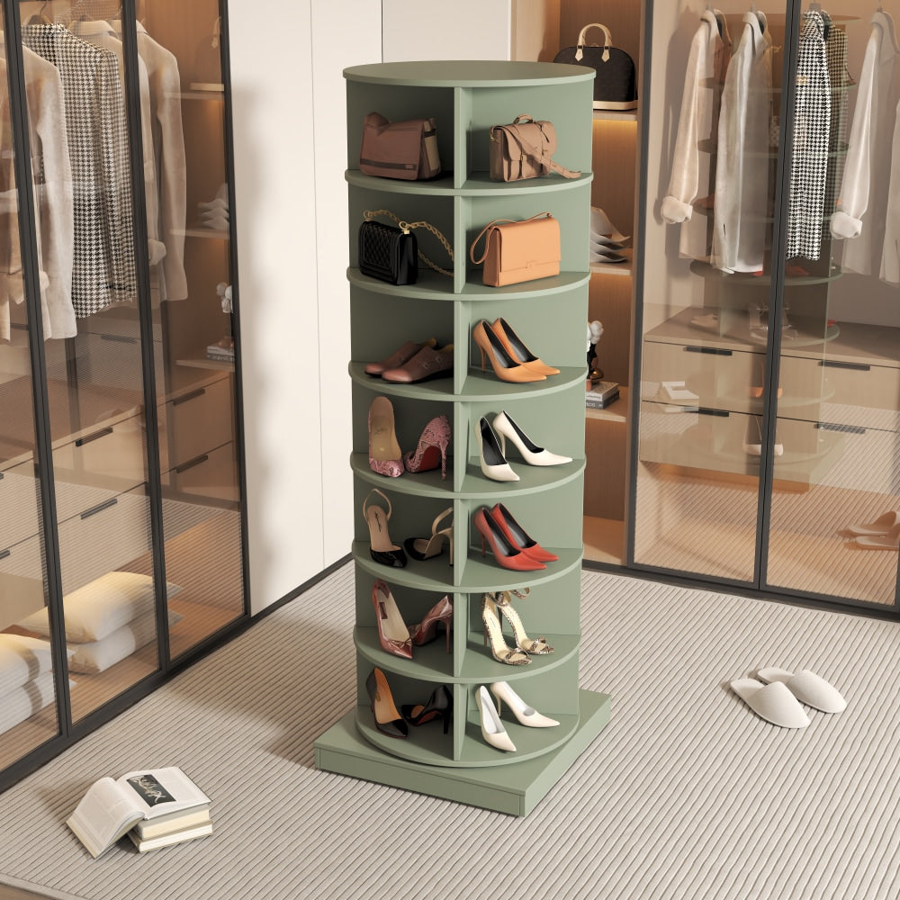 360 Degree Rotating 7-Tier Shoe Storage Cabinet Space-Saving Organizer For Home Entryway Image 3