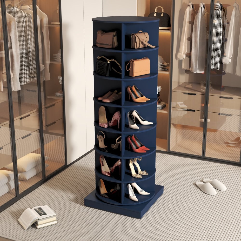 360 Degree Rotating 7-Tier Shoe Storage Cabinet Space-Saving Organizer For Home Entryway Image 6