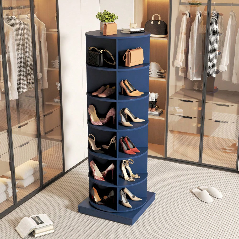 360 Degree Rotating Shoe Cabinet With 6 Layers For Space-Saving Storage And Organization Image 2