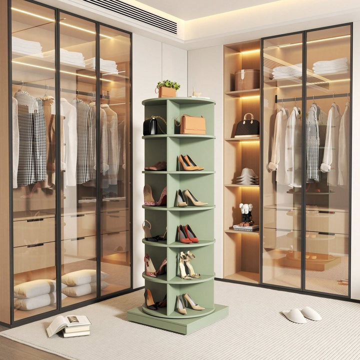 360 Degree Rotating Shoe Cabinet With 6 Layers For Space-Saving Storage And Organization Image 8