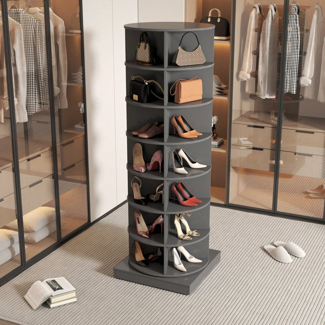 360 Degree Rotating Shoe Cabinet With 7 Layers Holds Up To 28 Pairs Of Shoes Image 3