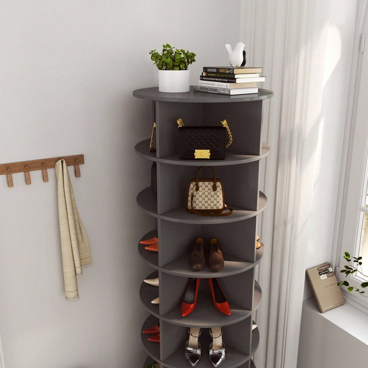 360 Degree Rotating Shoe Cabinet With 7 Layers Holds Up To 28 Pairs Of Shoes Image 5