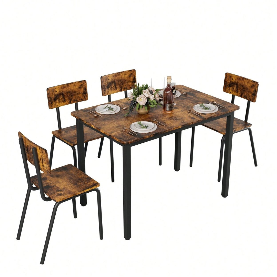 5-Piece Dining Table Set with 4 Chairs for Small Spaces 43 Inch Kitchen Table with Metal Frame and MDF Easy to Clean Image 4