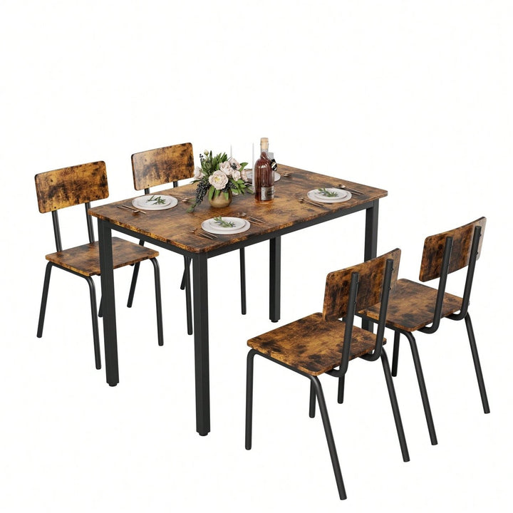 5-Piece Dining Table Set with 4 Chairs for Small Spaces 43 Inch Kitchen Table with Metal Frame and MDF Easy to Clean Image 5