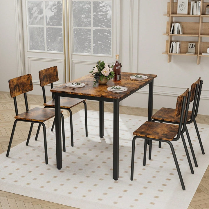 5-Piece Dining Table Set with 4 Chairs for Small Spaces 43 Inch Kitchen Table with Metal Frame and MDF Easy to Clean Image 7