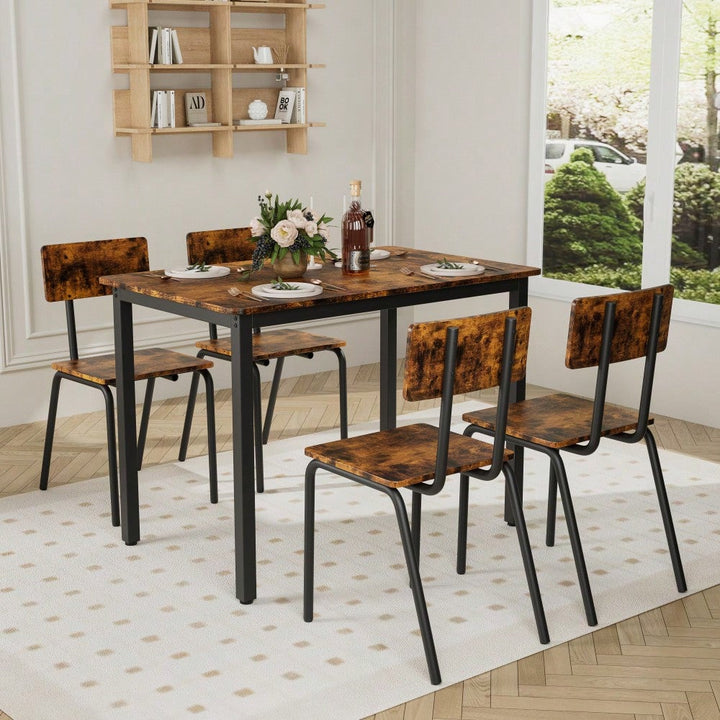 5-Piece Dining Table Set with 4 Chairs for Small Spaces 43 Inch Kitchen Table with Metal Frame and MDF Easy to Clean Image 9