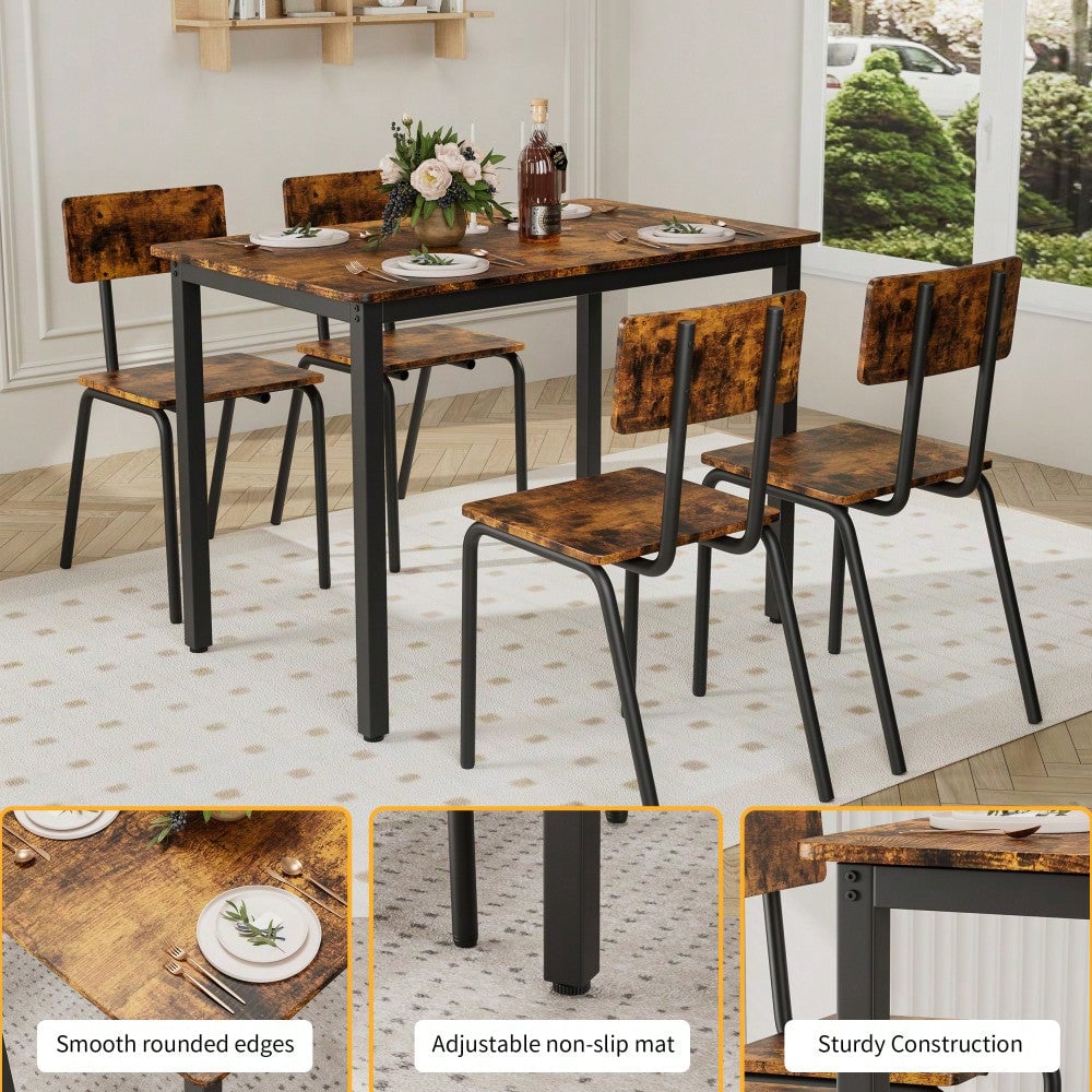 5-Piece Dining Table Set with 4 Chairs for Small Spaces 43 Inch Kitchen Table with Metal Frame and MDF Easy to Clean Image 12