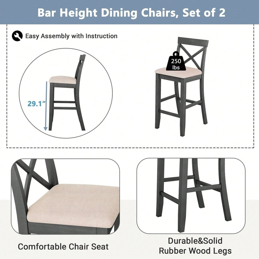 48 Inch Rectangular Wood Bar Height Dining Set With 2 Chairs For Small Spaces Cherry And White Finish Image 10