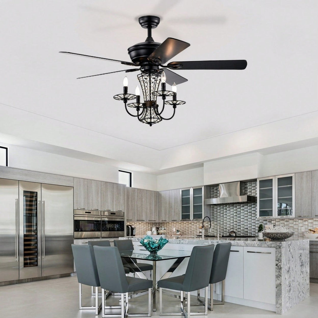 52 Inch Modern Crystal Chandelier Ceiling Fan With Remote Control And Dual Finish Reversible Blades For Living Room, Image 5