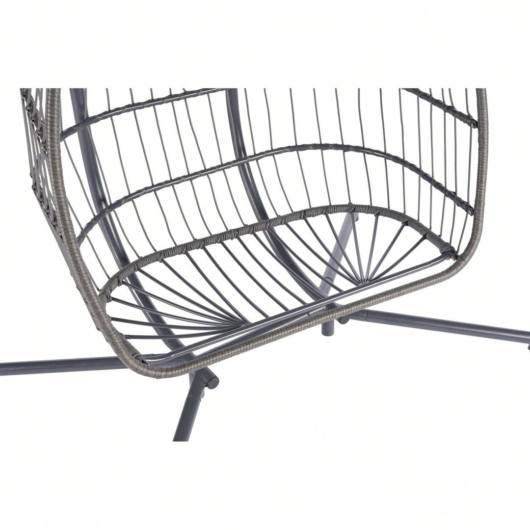 Cozy Two Person Outdoor Rattan Hanging Chair Wicker Egg Swing For Patio Relaxation Image 5