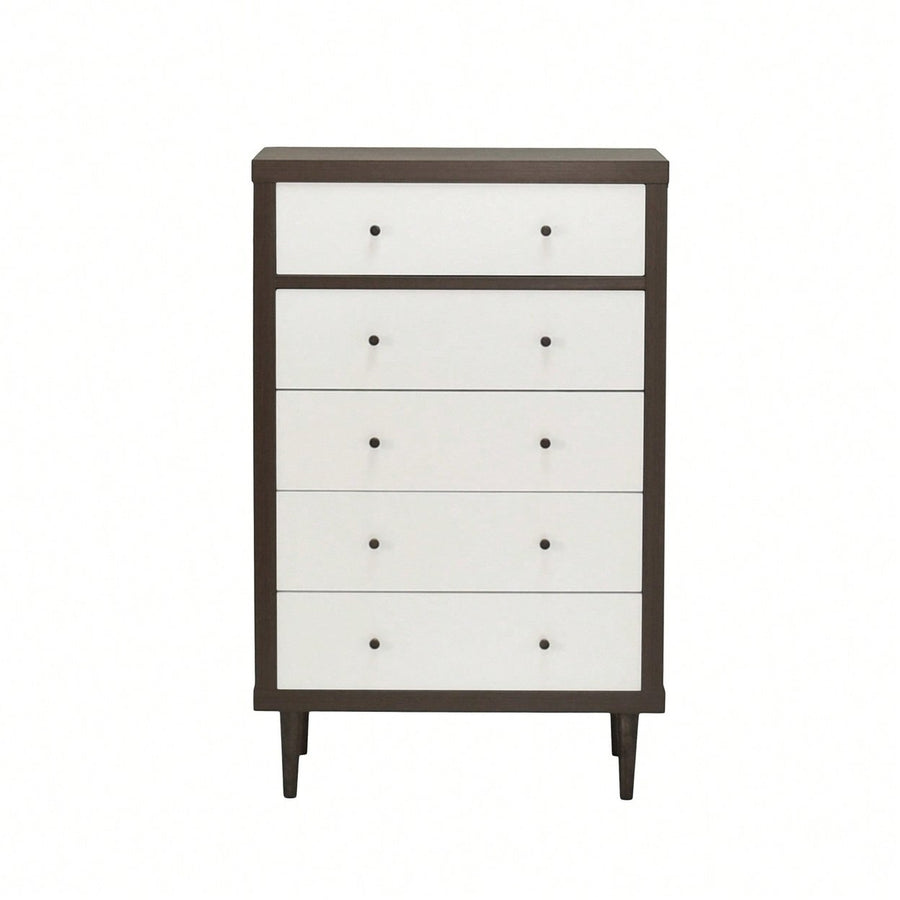 Elegant 5-Drawer Storage Chest For Bedroom Or Living Room Organization Image 1