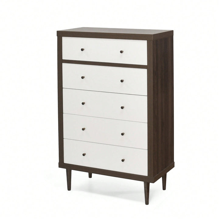 Elegant 5-Drawer Storage Chest For Bedroom Or Living Room Organization Image 4